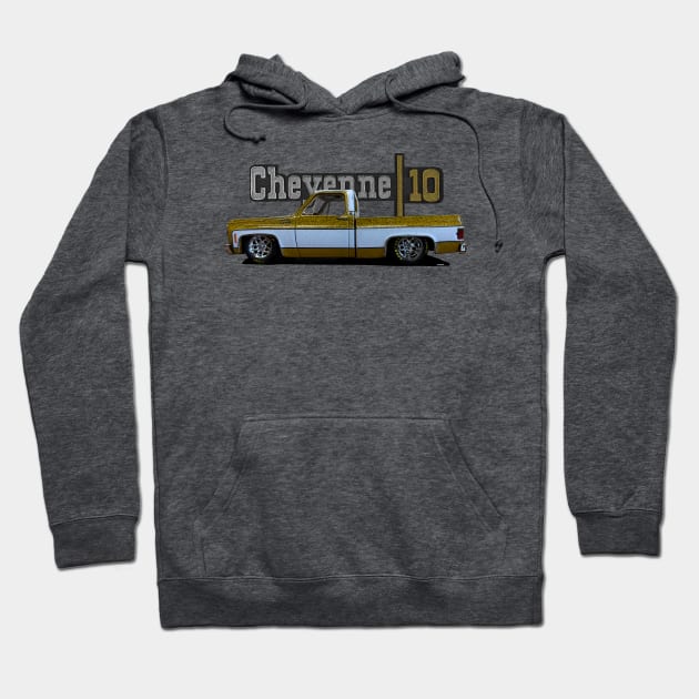 1973 Slammed Chevy C10 Cheyenne Squarebody Truck Hoodie by hotroddude